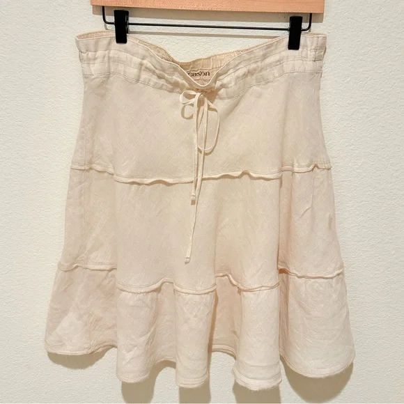 CASLON Women's 100% Linen Cream Flowy Ruffle Skirt Size Small - Picture 1 of 5